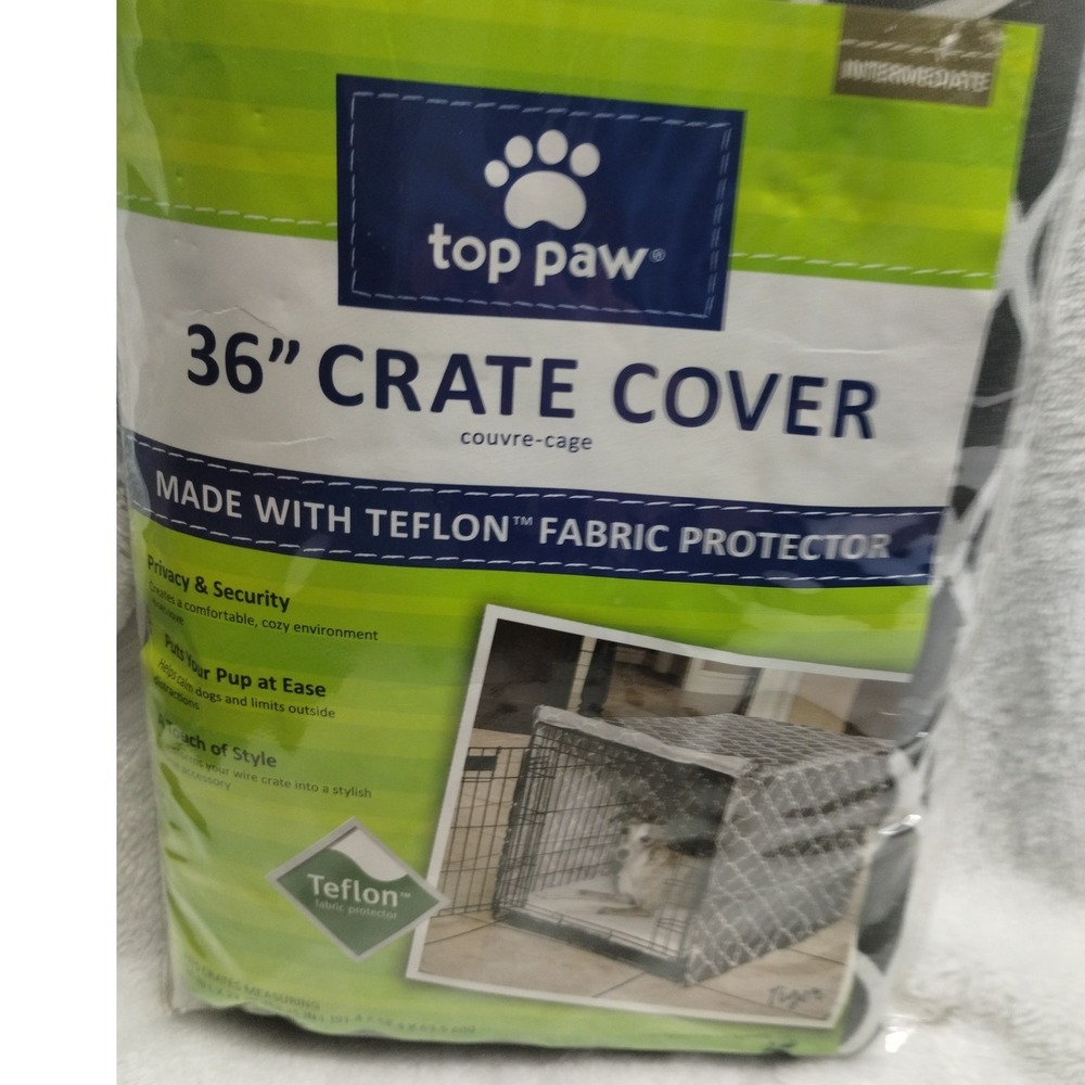 Top Paw 36" Dog Crate Cover‎ Gray Made with Teflon Fabric Protector New